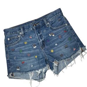 American Eagle AE Denim '90s Boyfriend Short High Rise Embroidered Shorts Size 0